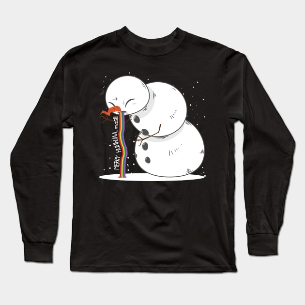 Merry Huhuua..mas Ugly Snowman Long Sleeve T-Shirt by avshirtnation